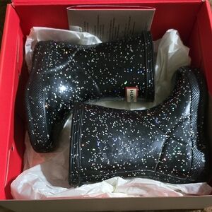 Hunter Glitter Black Rain Boots- Toddler